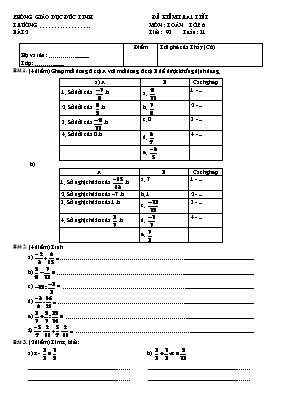 Đề kiểm tra 1 tiết môn Toán lớp 6 - Bài 2